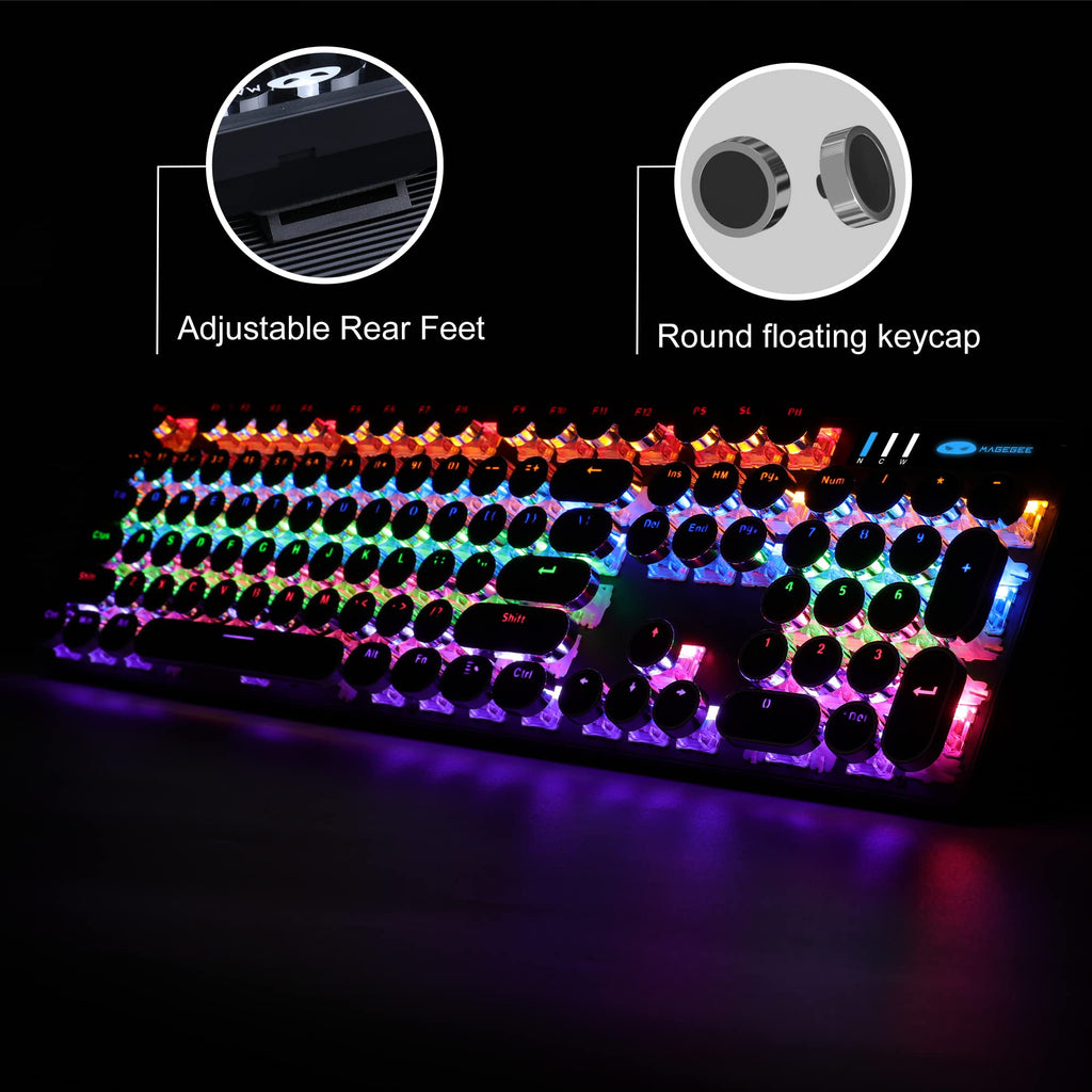 Black Retro Mechanical Gaming Keyboard with RGB Backlit D882322