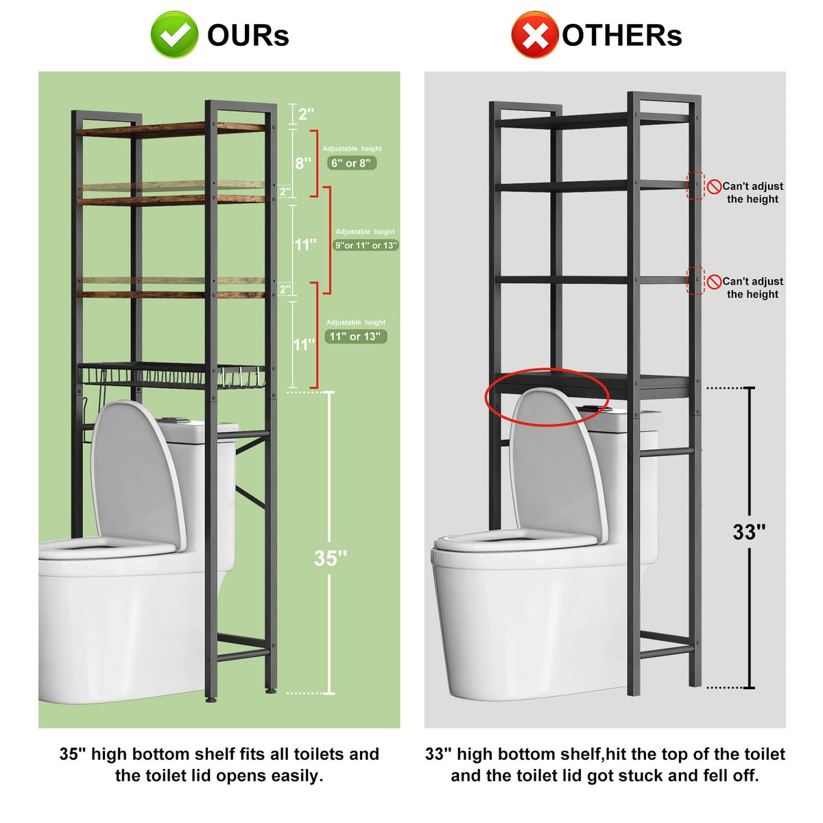 4-Tier Over-The-Toilet Storage Rack with Basket J37917