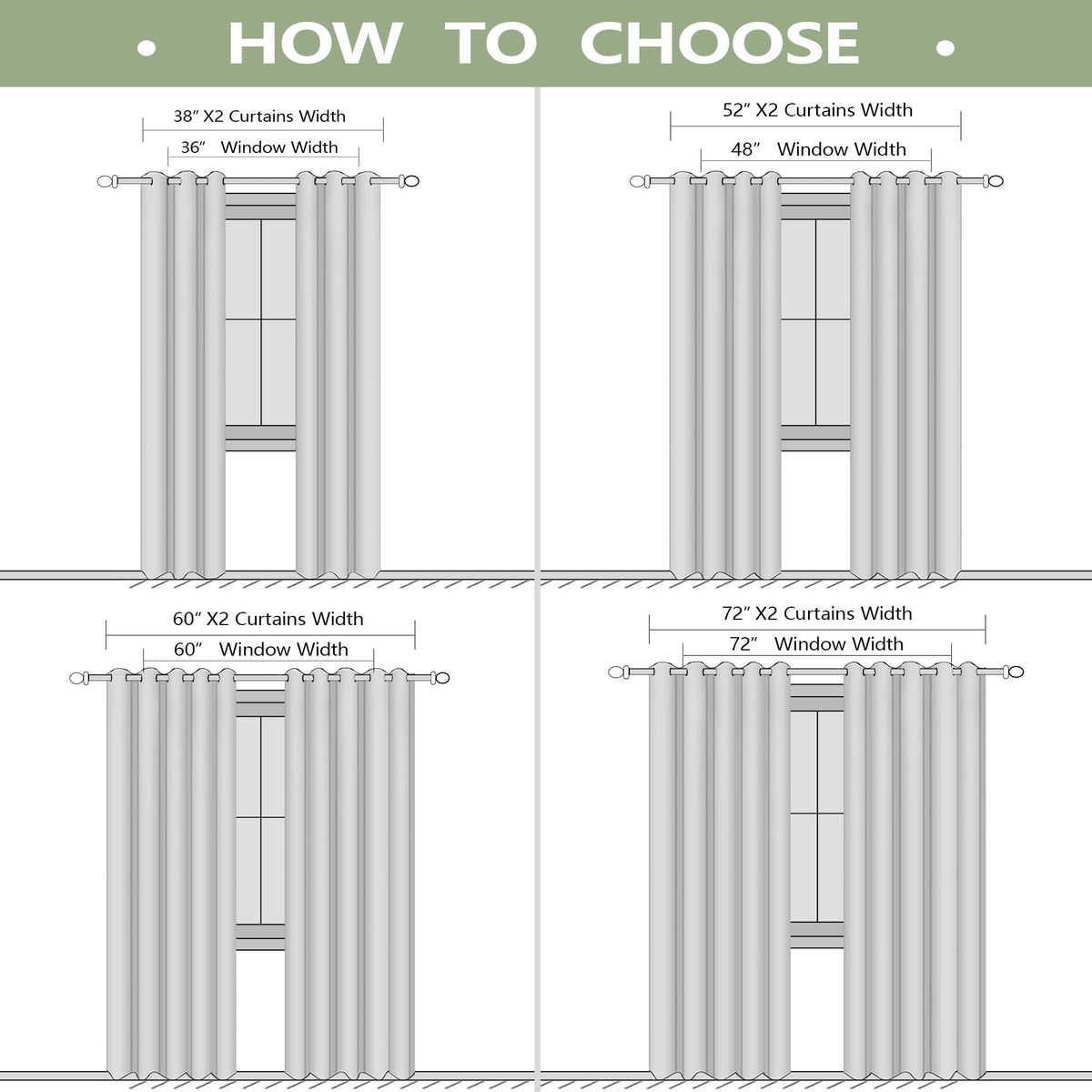 Blackout Curtains 72 Inch Extra Wide 2 Panels J66908