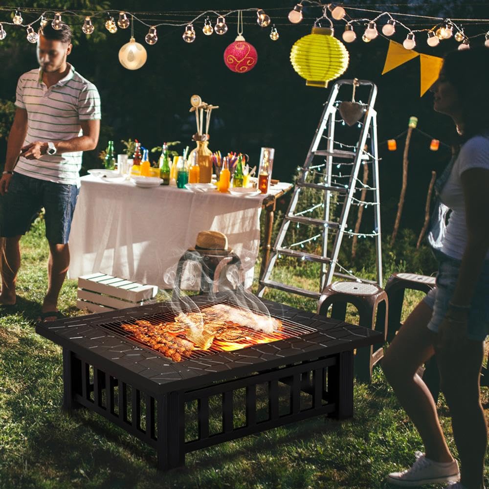 32in Square Metal Fire Pit Table N51647