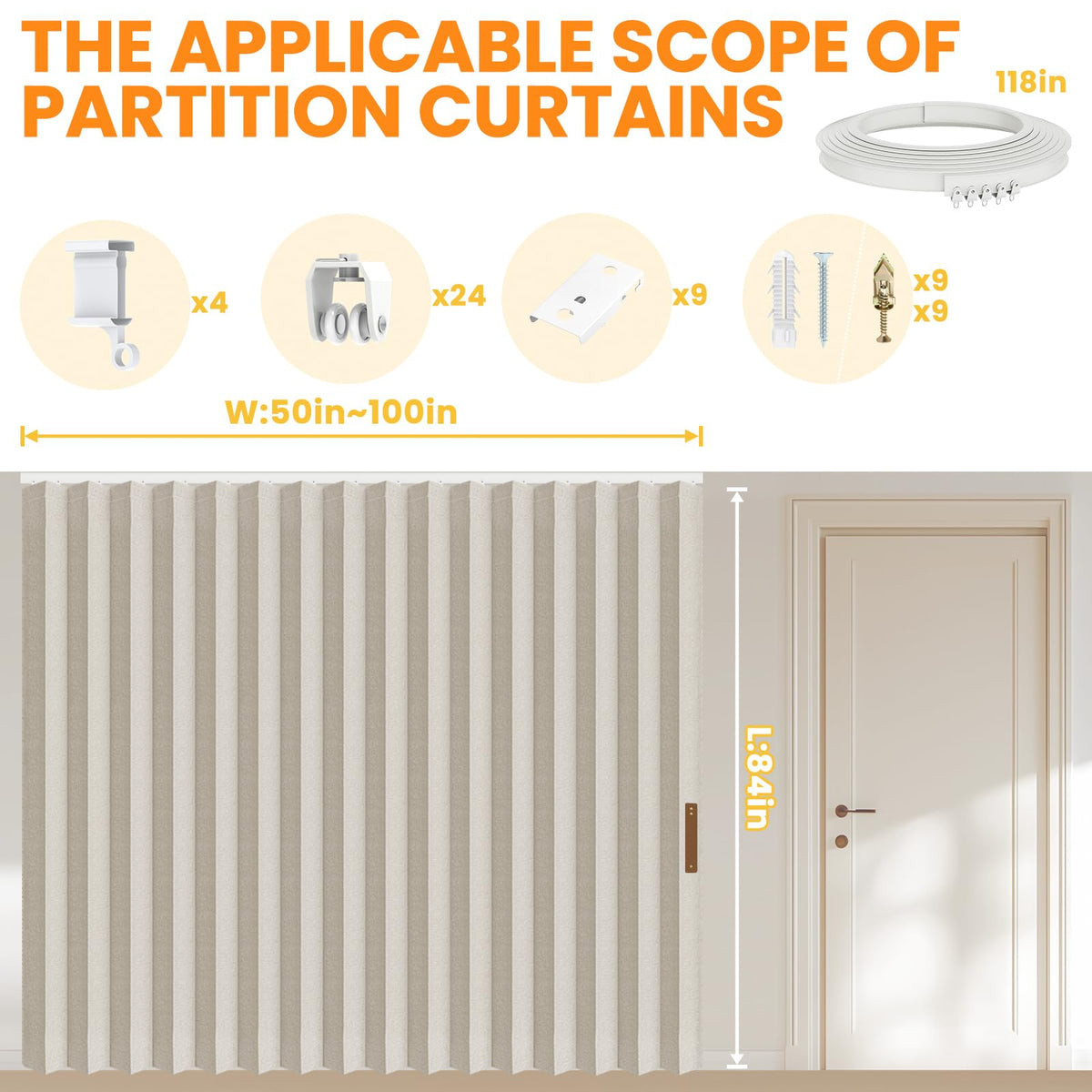 Blackout Room Divider Curtains Cream White W100 x L84 1 Pack B95502