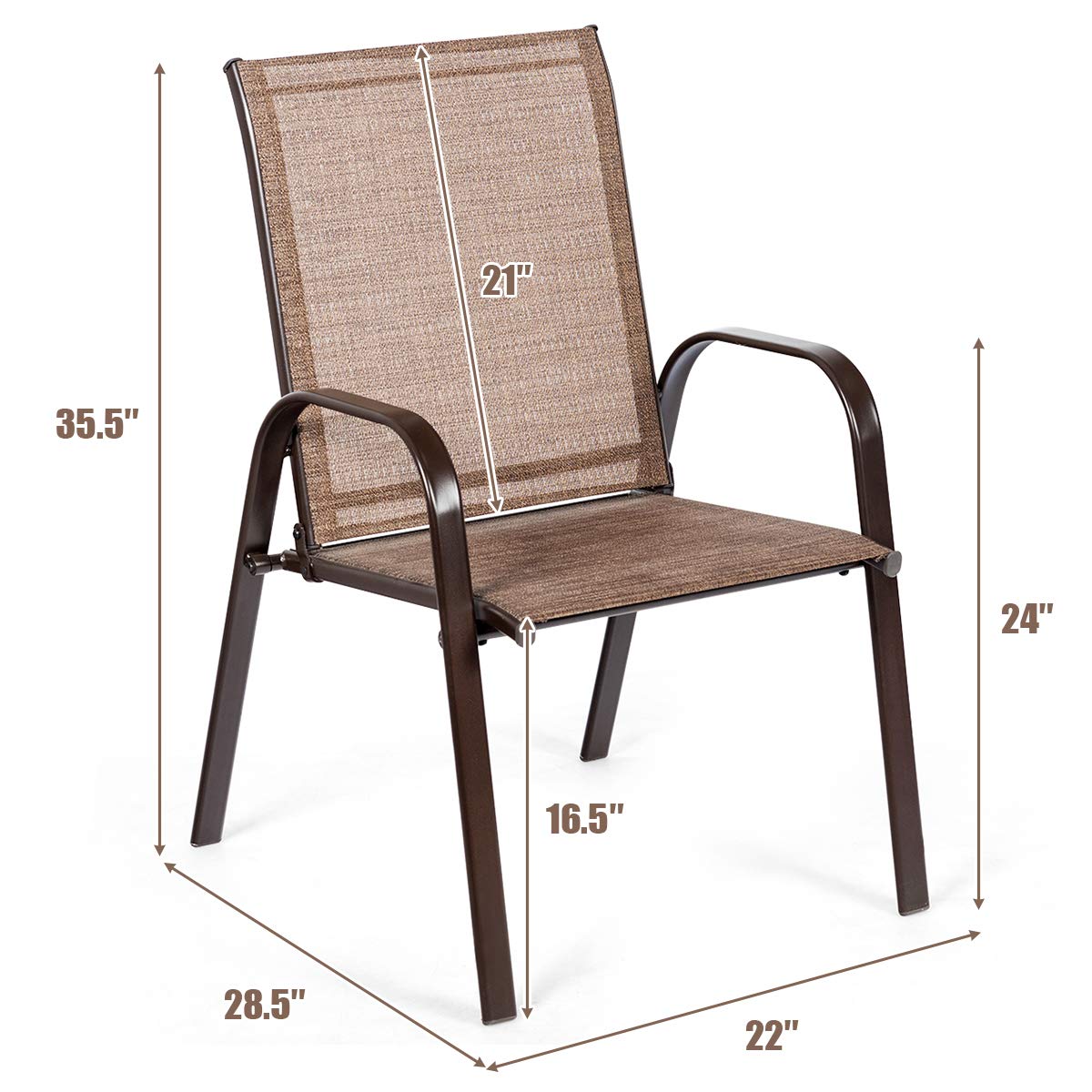 2 Piece Outdoor Patio Chairs with Breathable Fabric T61369