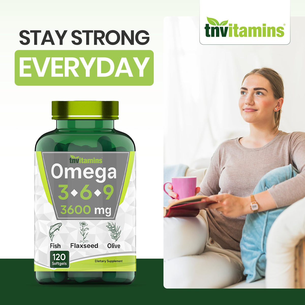 3600mg Omega 3 6 9 Softgels Fish Oil Flaxseed Olive Oil P235546