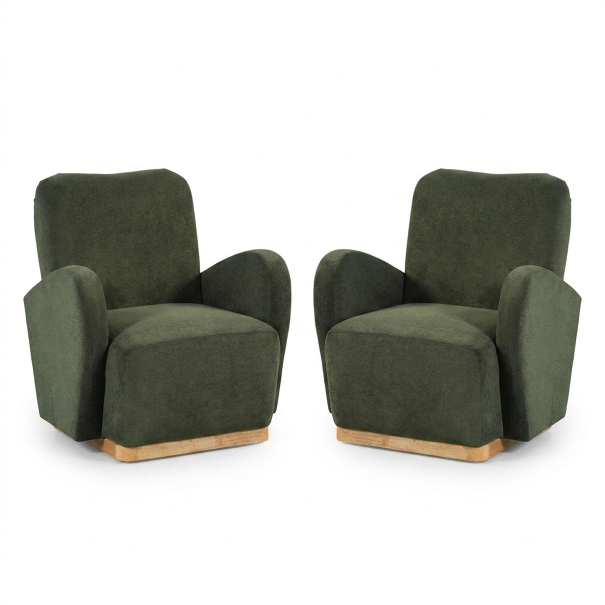 Olive Green Velvet Upholstered Accent Chair Set of 2 G176