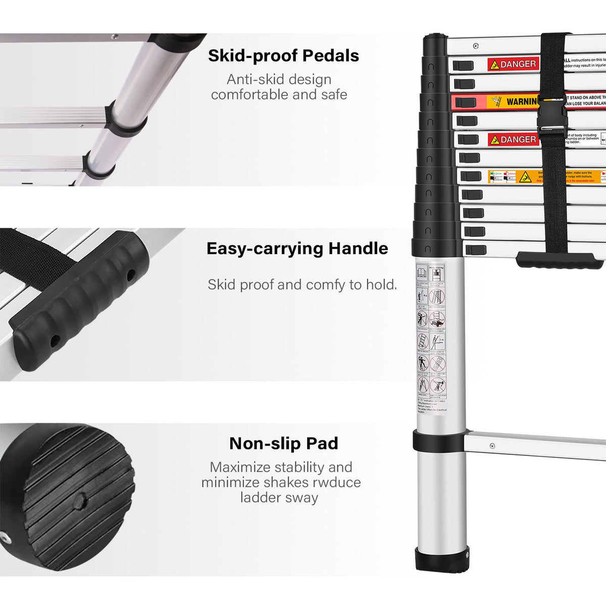 10.5 Feet Aluminum Telescoping Ladder M731
