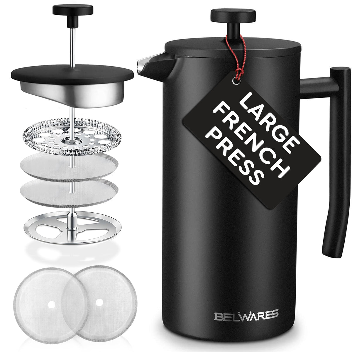 Insulated French Press Coffee Maker 50oz L63394