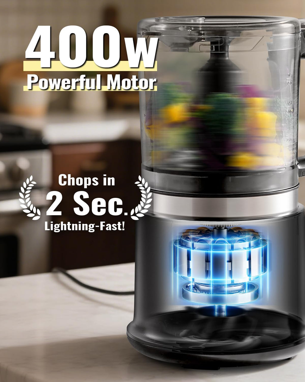 4 Cup Electric Food Processor with Stainless Steel Blades A45138