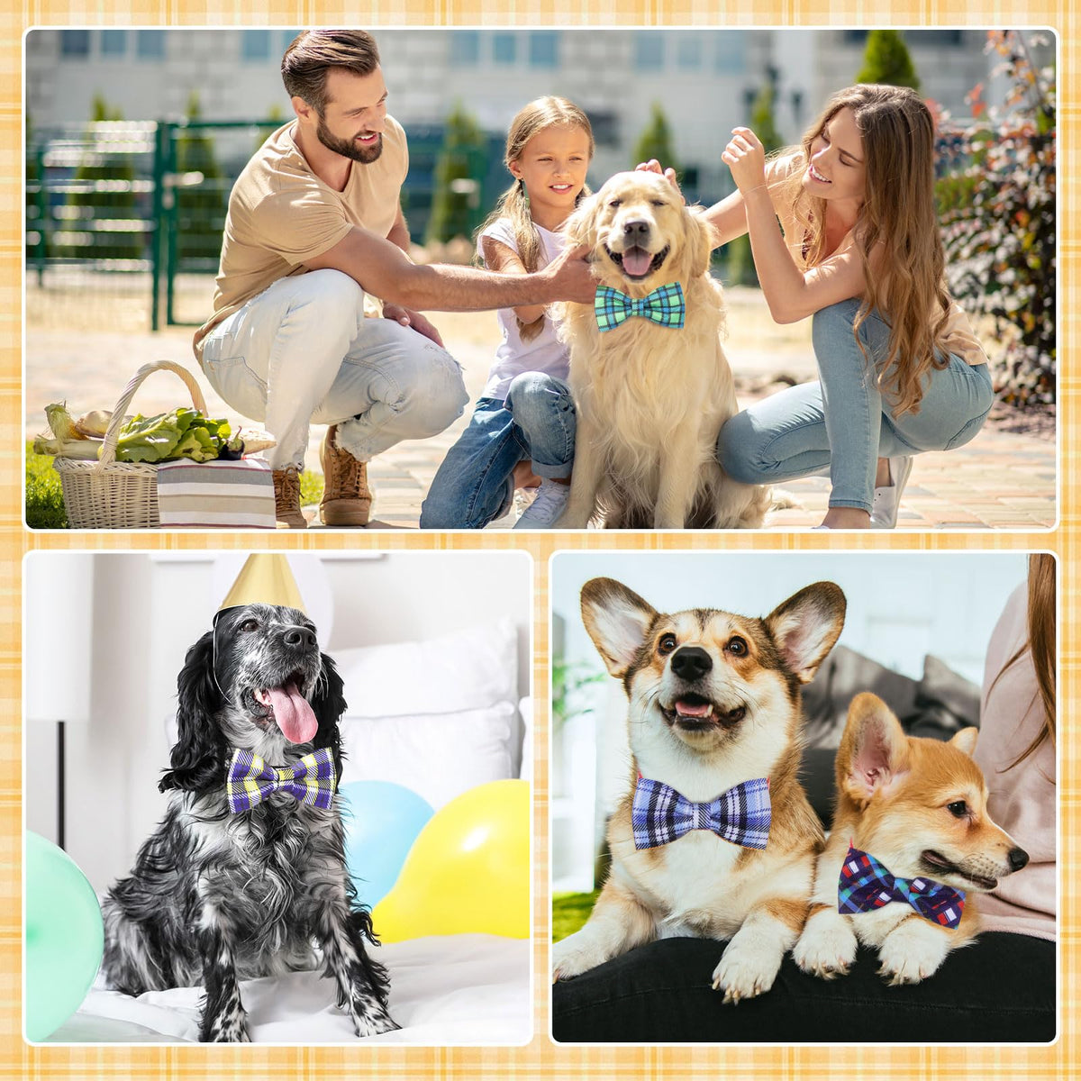 Plaid Dog Collar Bow Ties I494