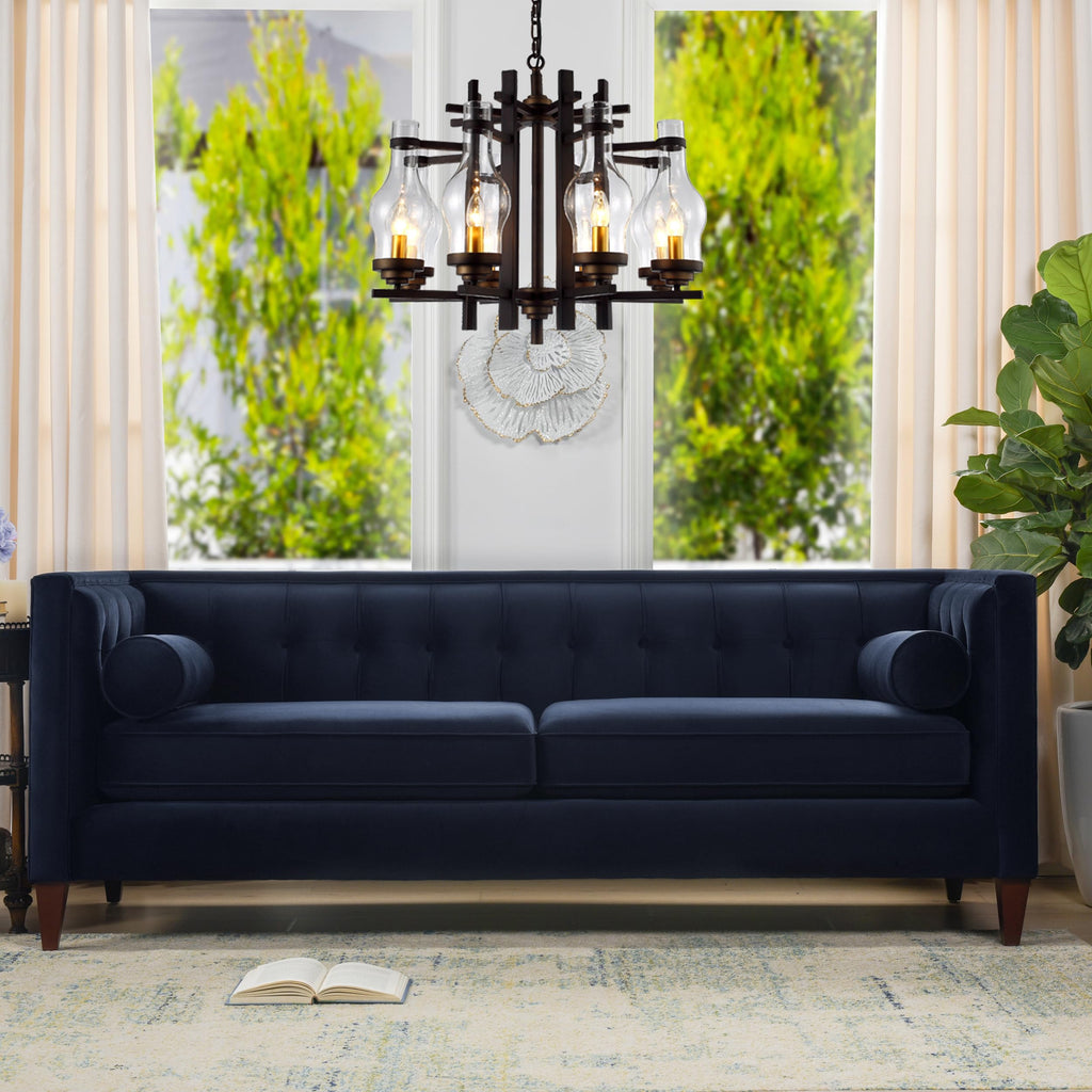 Dark Navy Blue Performance Velvet Tufted Sofa M89936