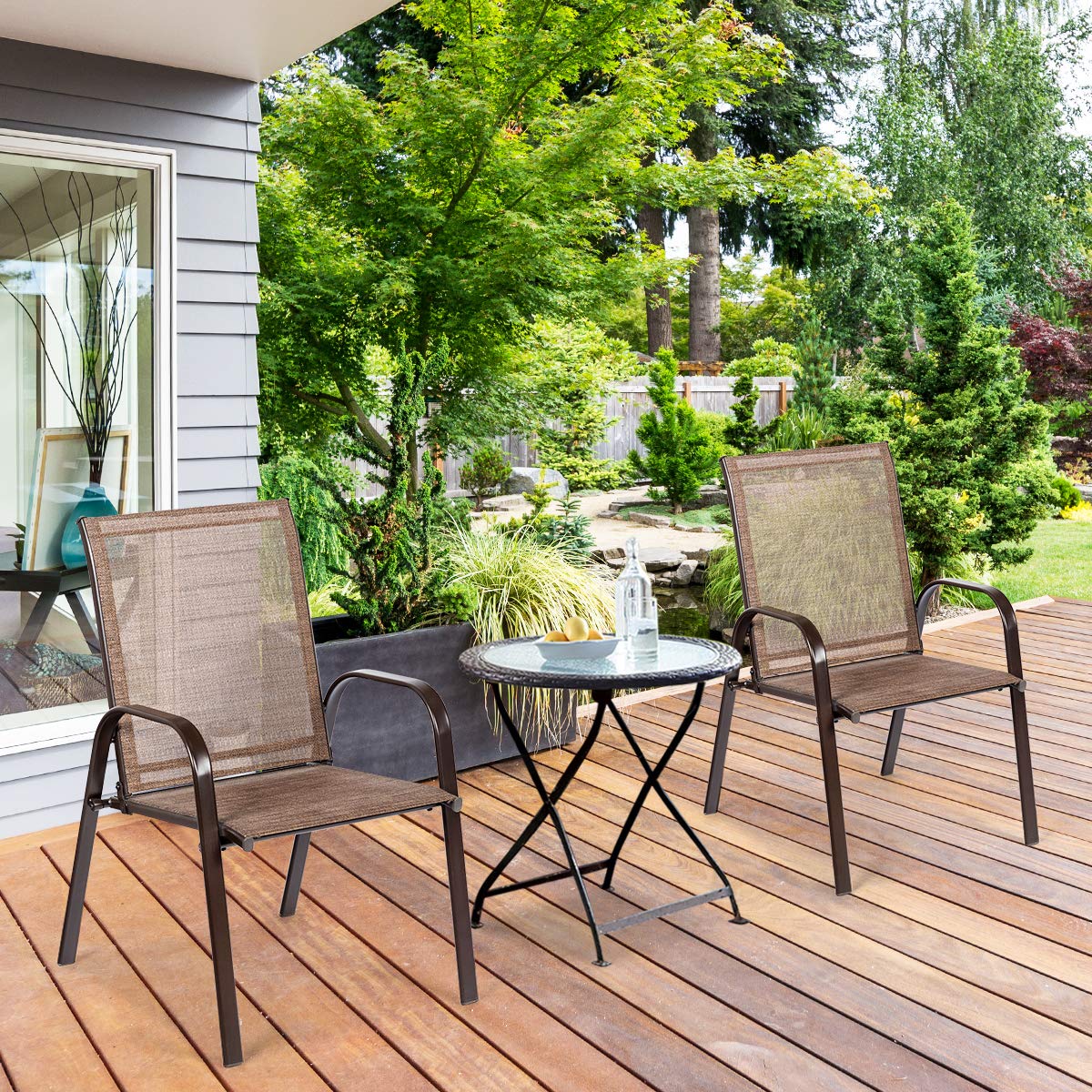 2 Piece Outdoor Patio Chairs with Breathable Fabric T61369