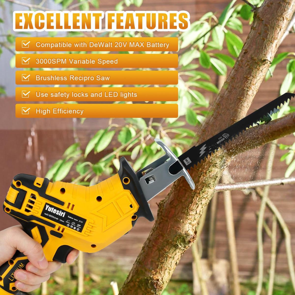 Cordless Reciprocating Saw, 0-3000SPM Variable Speed, 4 Saw Blades H272297