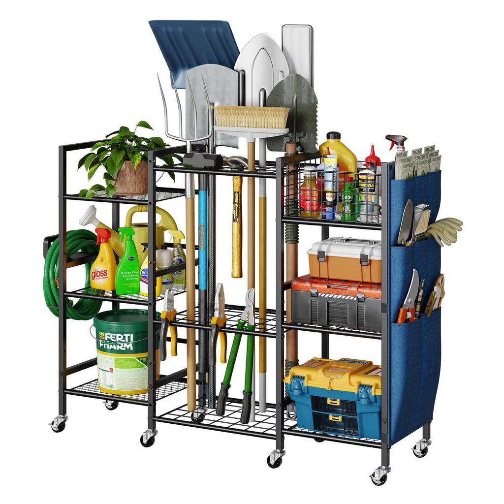 3-Sided Garden Tool Organizer with Wheels E93323