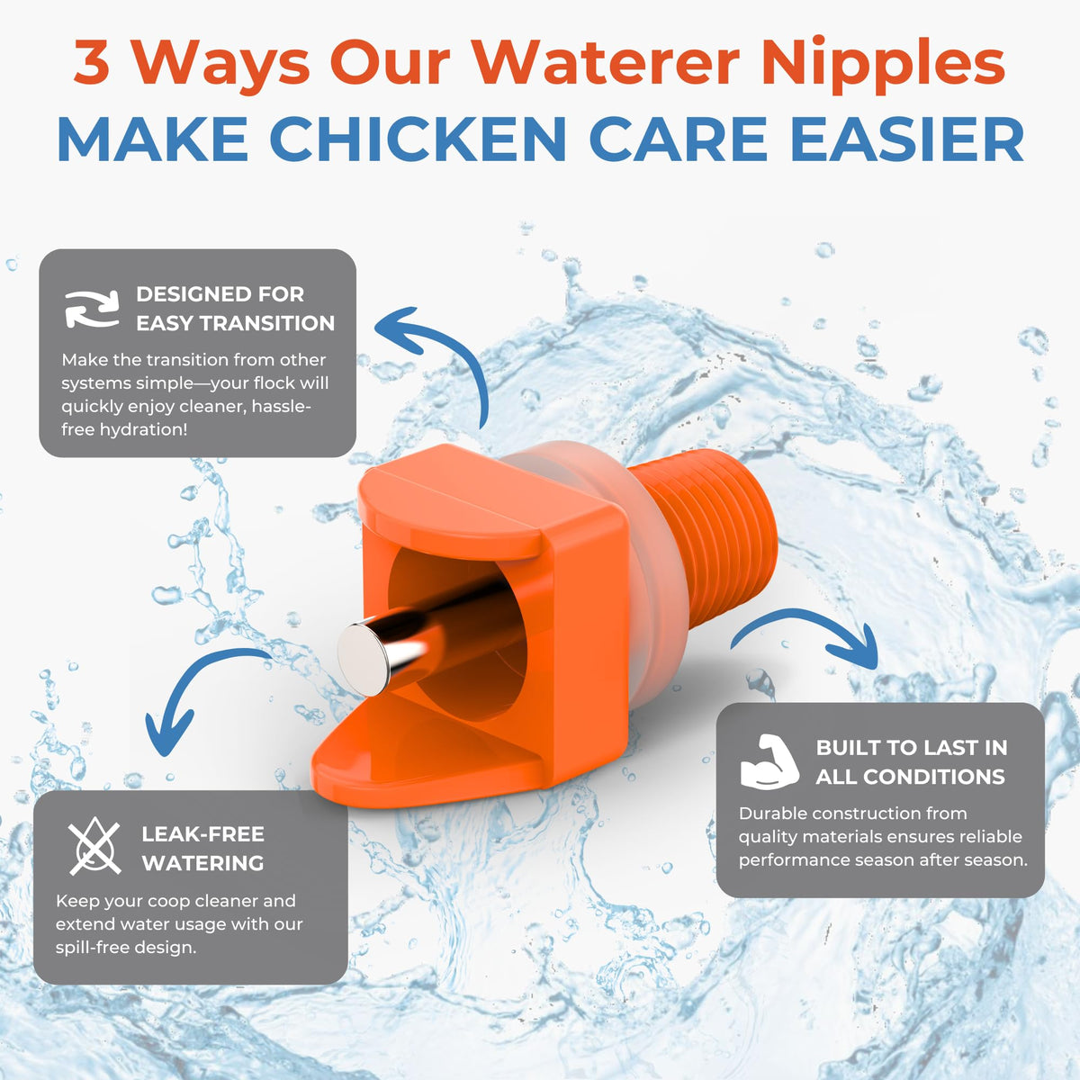 Orange Pack of 15 Chicken Nipple Waterer M984497