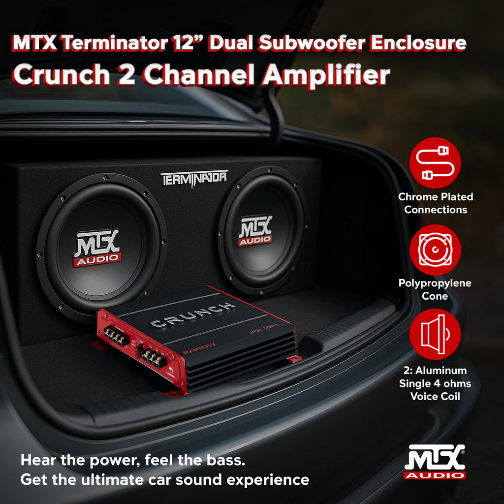1000 Watt 2 Channel Amplifier with 12 Inch Subwoofer Enclosure A5065