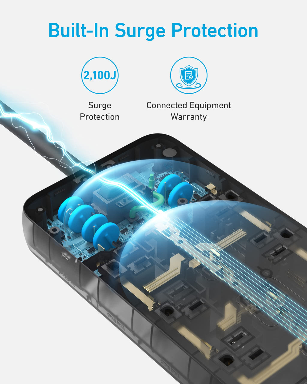 Power Strip with Surge Protector, Outlet Extender, 20W, 12 AC N309