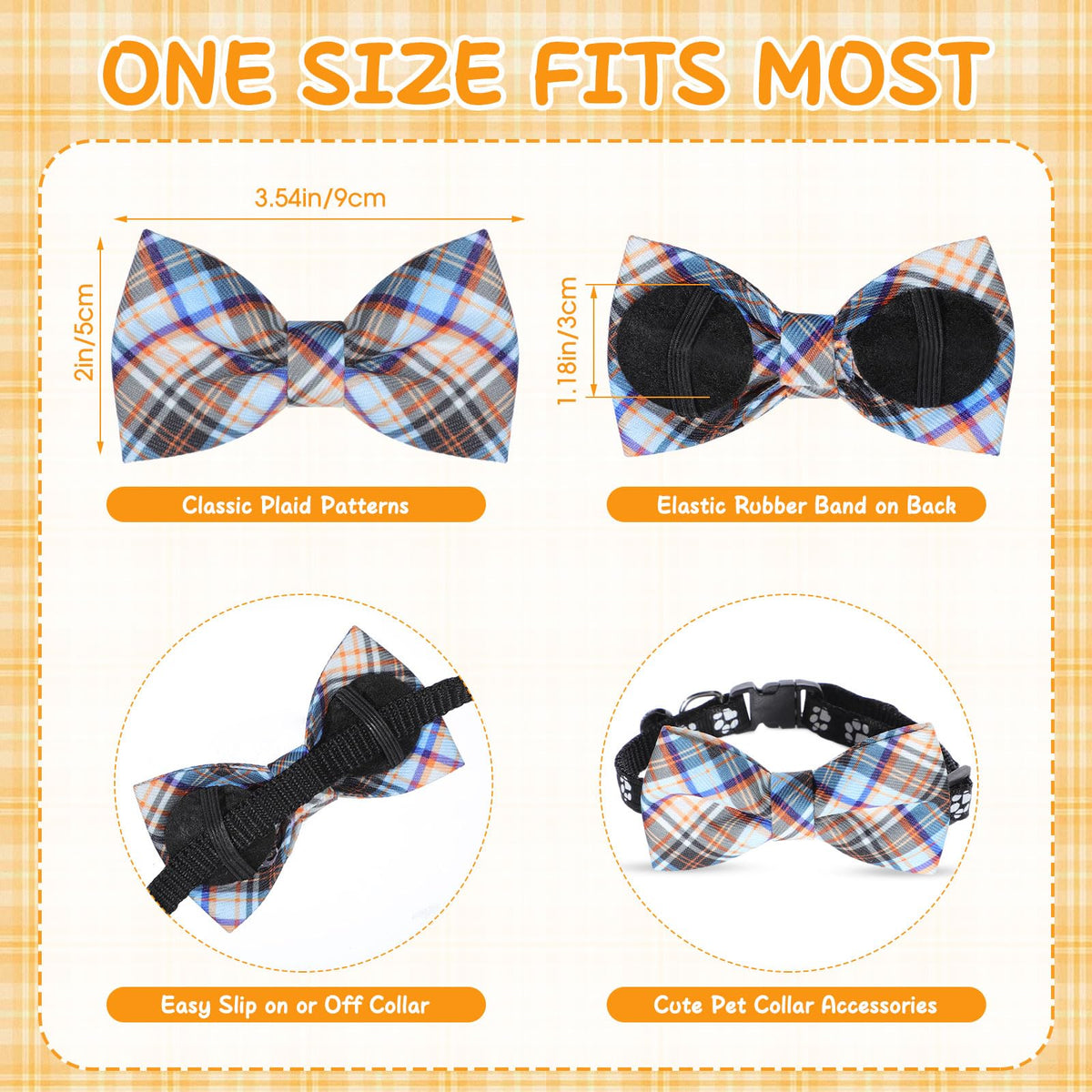 Plaid Dog Collar Bow Ties I494