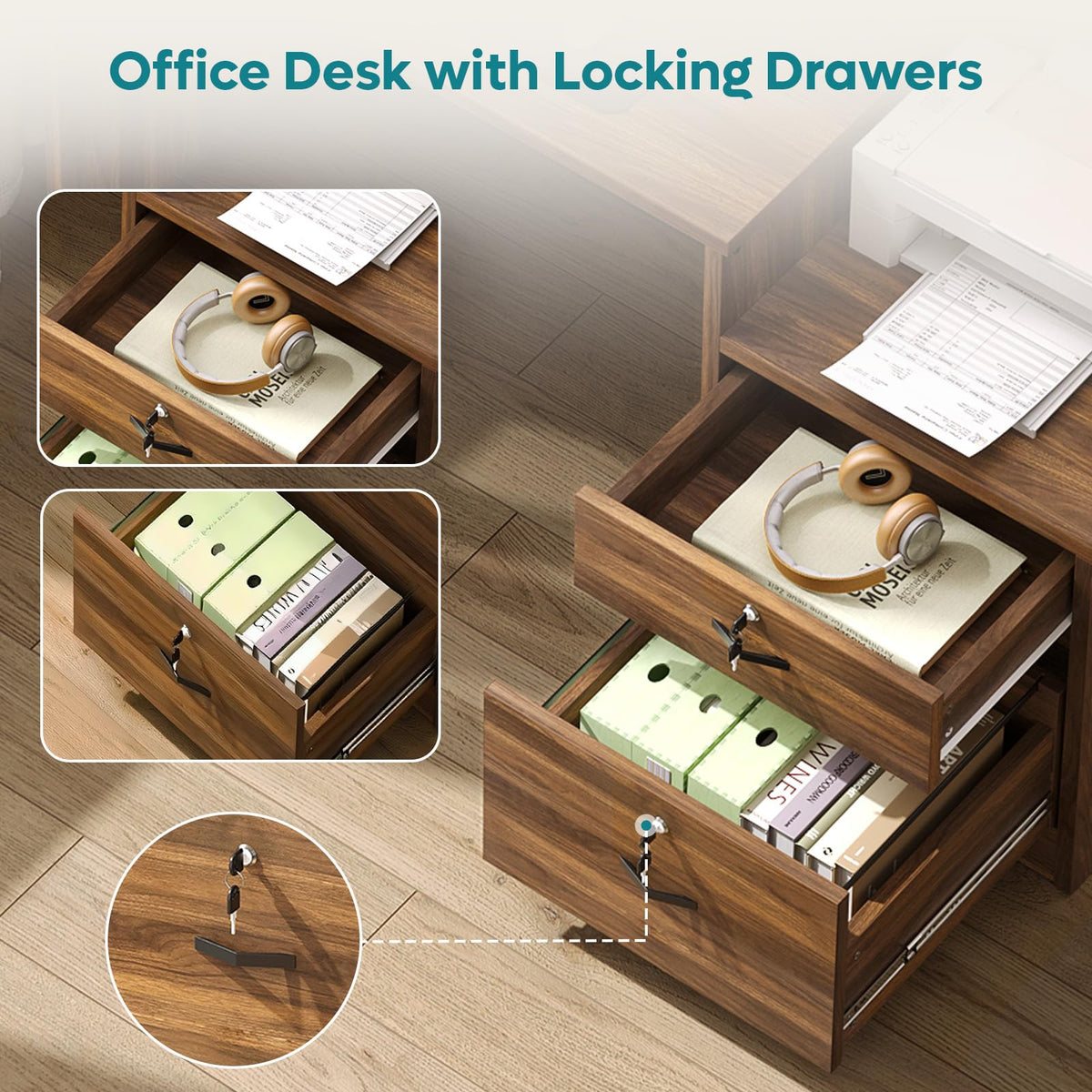 55-Inch Computer Desk with File Drawer P7364