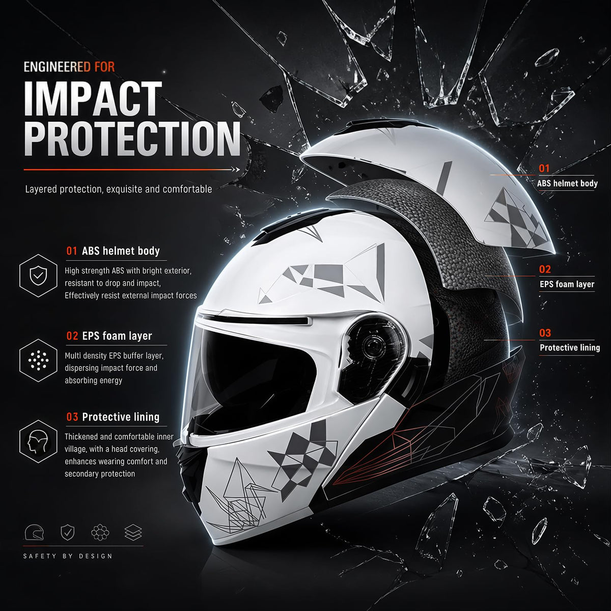 DOT Approved Flip Up Full Face Dual Visor Motorcycle Helmet I9410