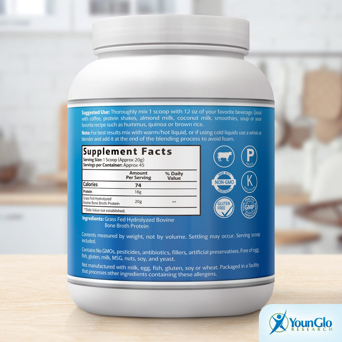 Beef Protein Powder 2 lb 4 PK Unflavored Grass Fed M7999