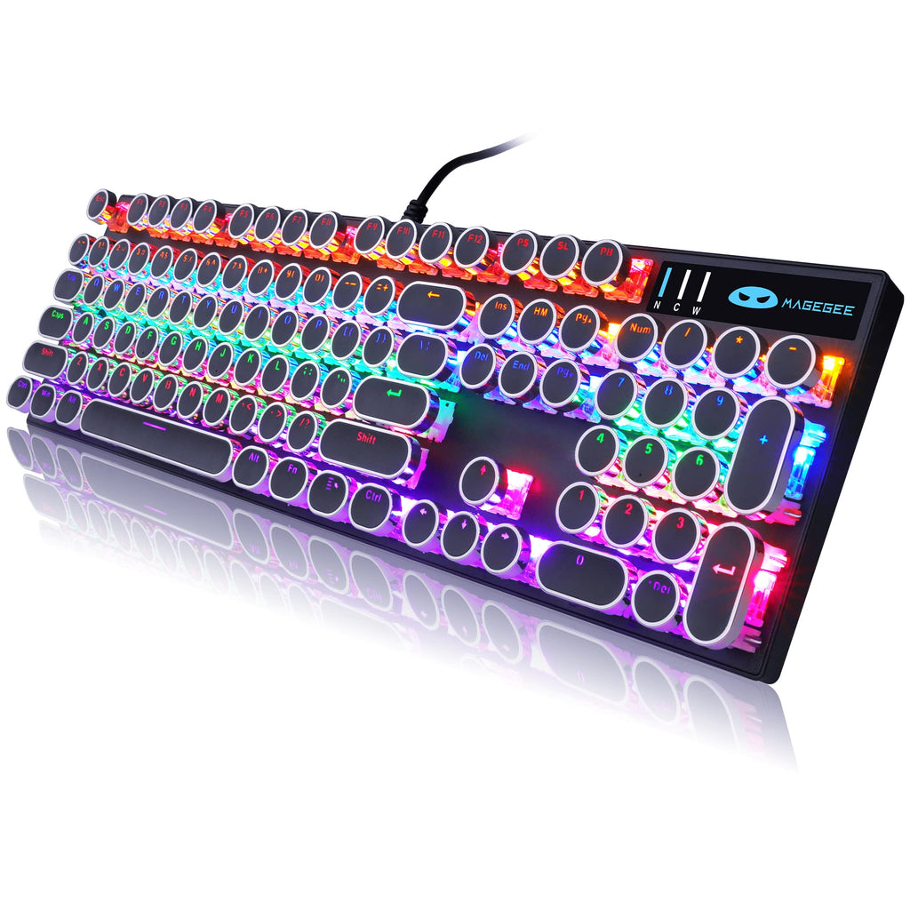 Black Retro Mechanical Gaming Keyboard with RGB Backlit D882322
