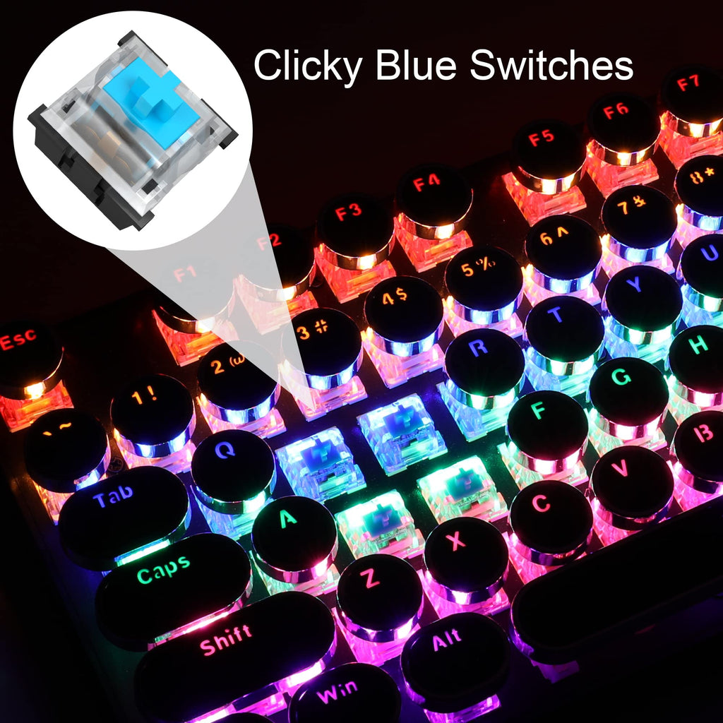 Black Retro Mechanical Gaming Keyboard with RGB Backlit D882322