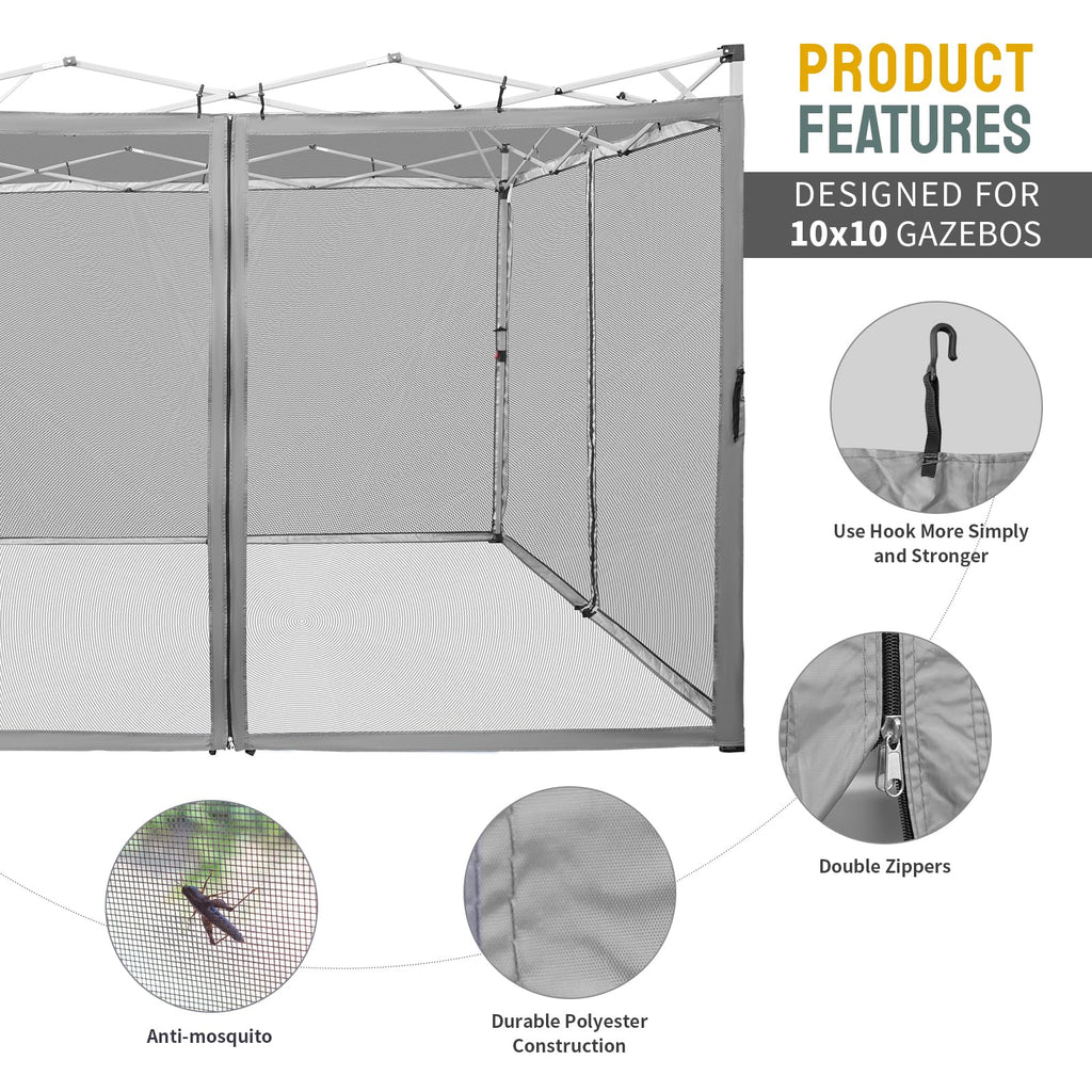 Gazebo Replacement Mosquito Netting 10 x 10ft Grey R989434