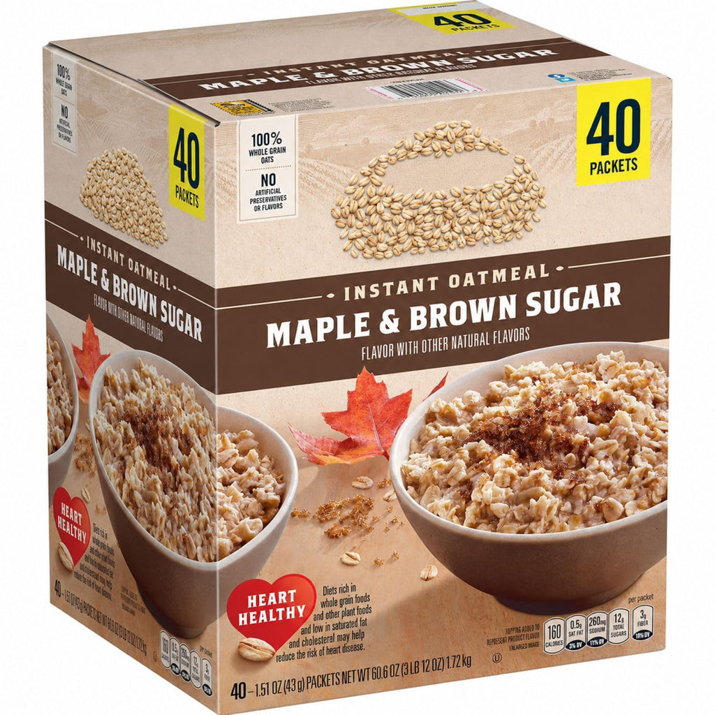 Maple & Brown Sugar Instant Oatmeal Cereal, 40 Count U5682