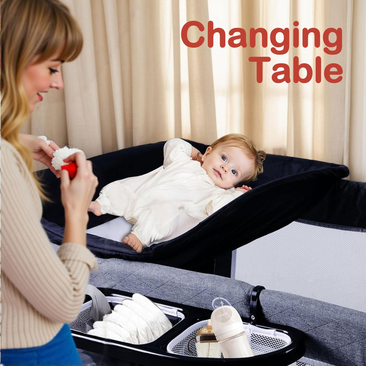 4 in 1 Portable Playard Baby Bassinet I982007