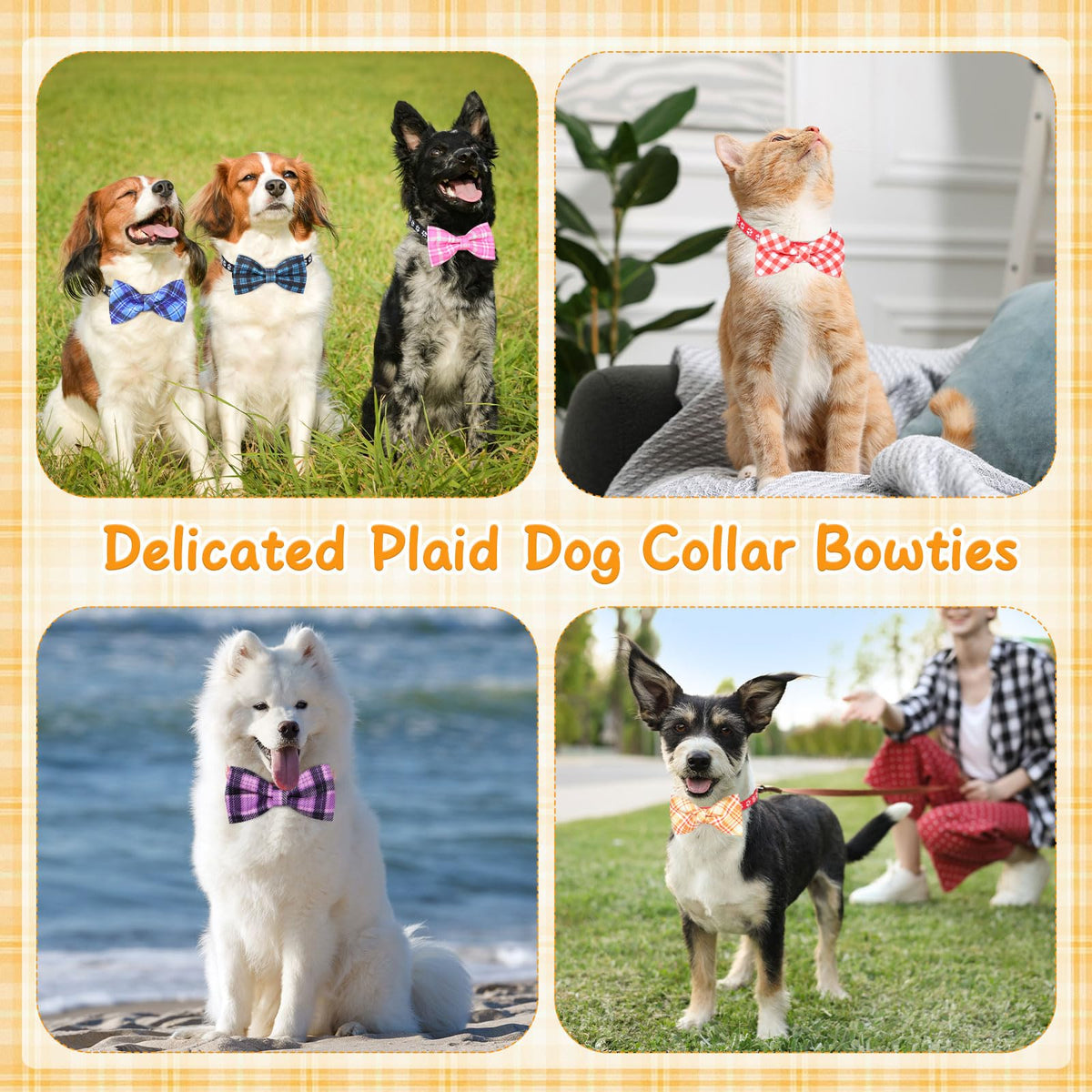 Plaid Dog Collar Bow Ties I494