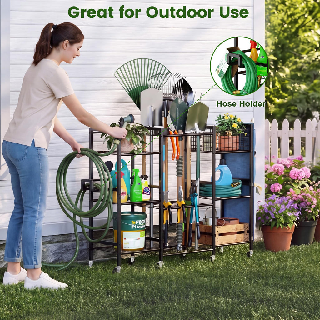 3-Sided Garden Tool Organizer with Wheels E93323