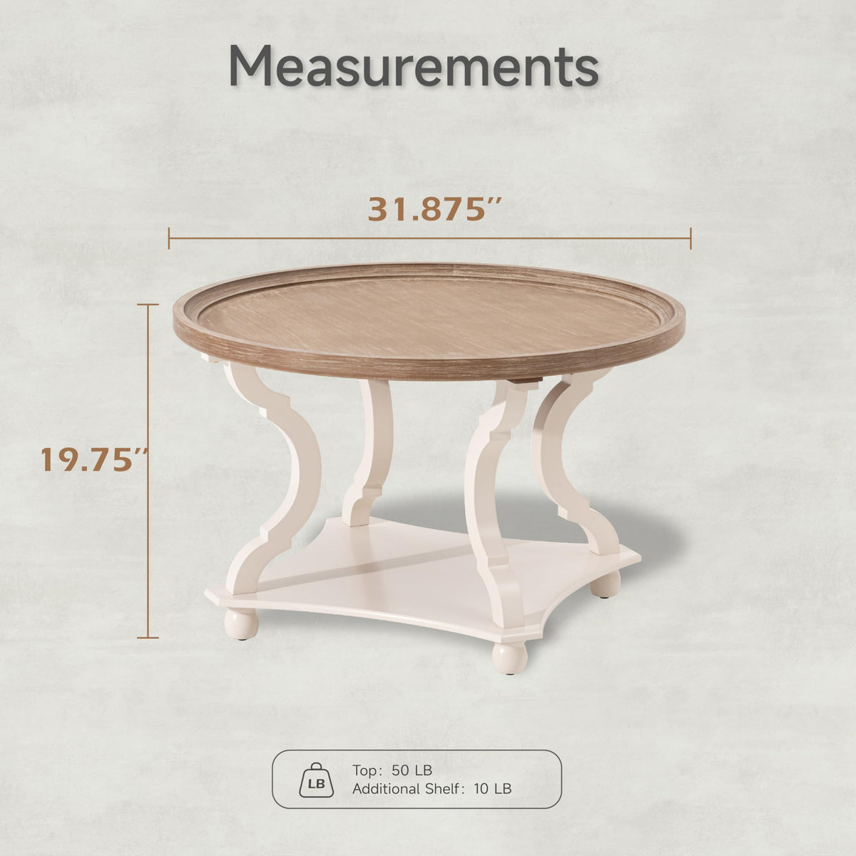Round White Coffee Table with Tray Top A291360