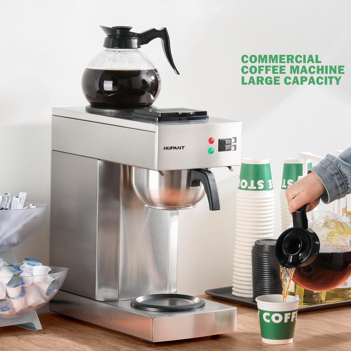 50 Cup Coffee Urn and 12-Cup Commercial Drip Coffee Maker with 2 Carafes E984