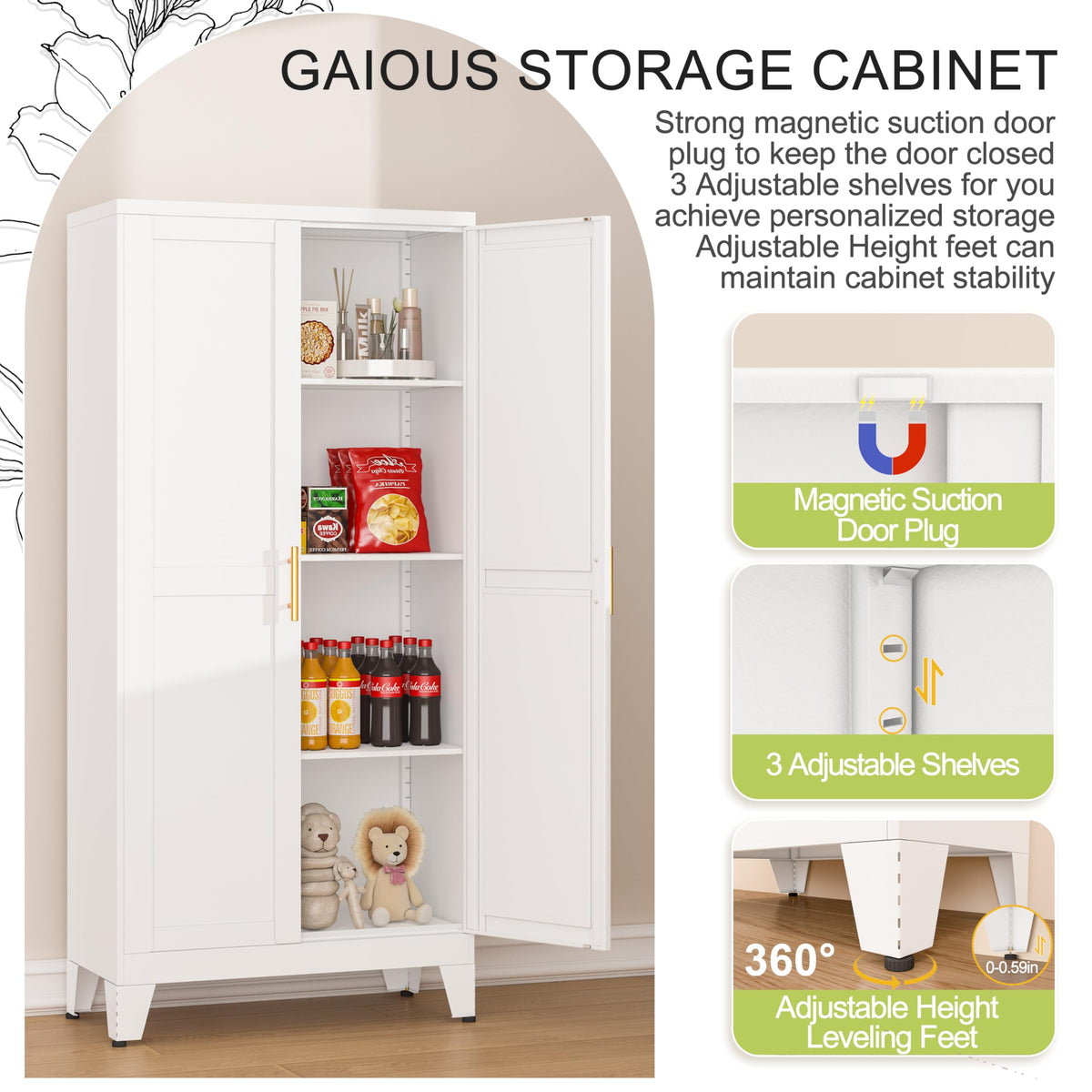Metal Pantry Cabinet with 2 Door H7326
