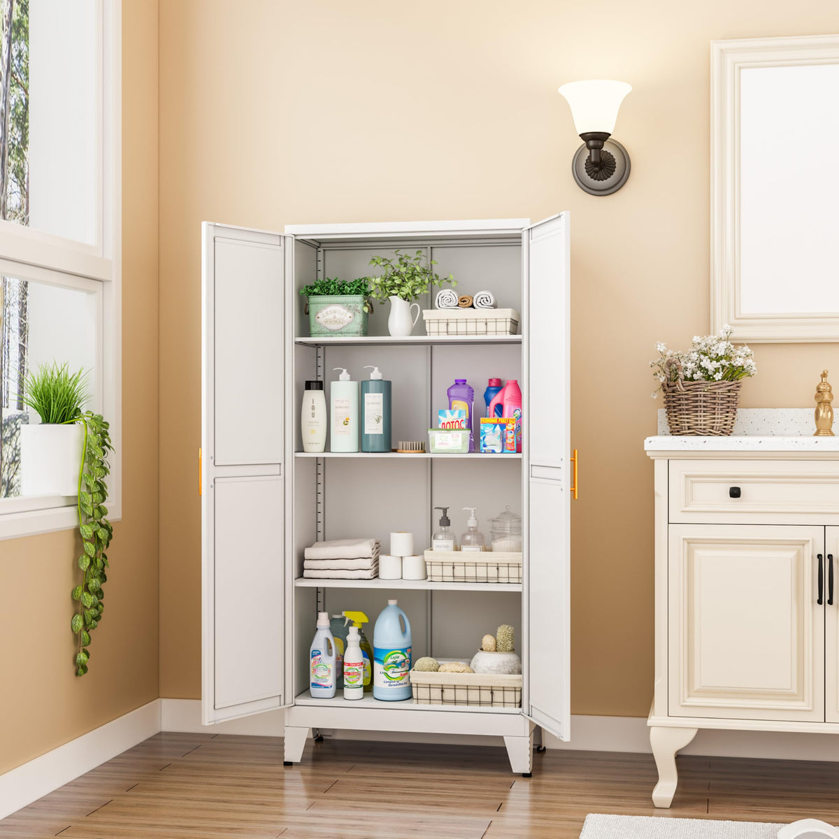 Metal Pantry Cabinet with 2 Door H7326