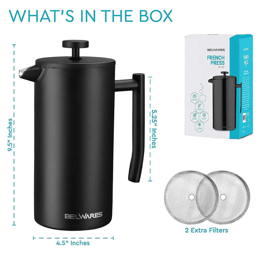 Insulated French Press Coffee Maker 50oz L63394