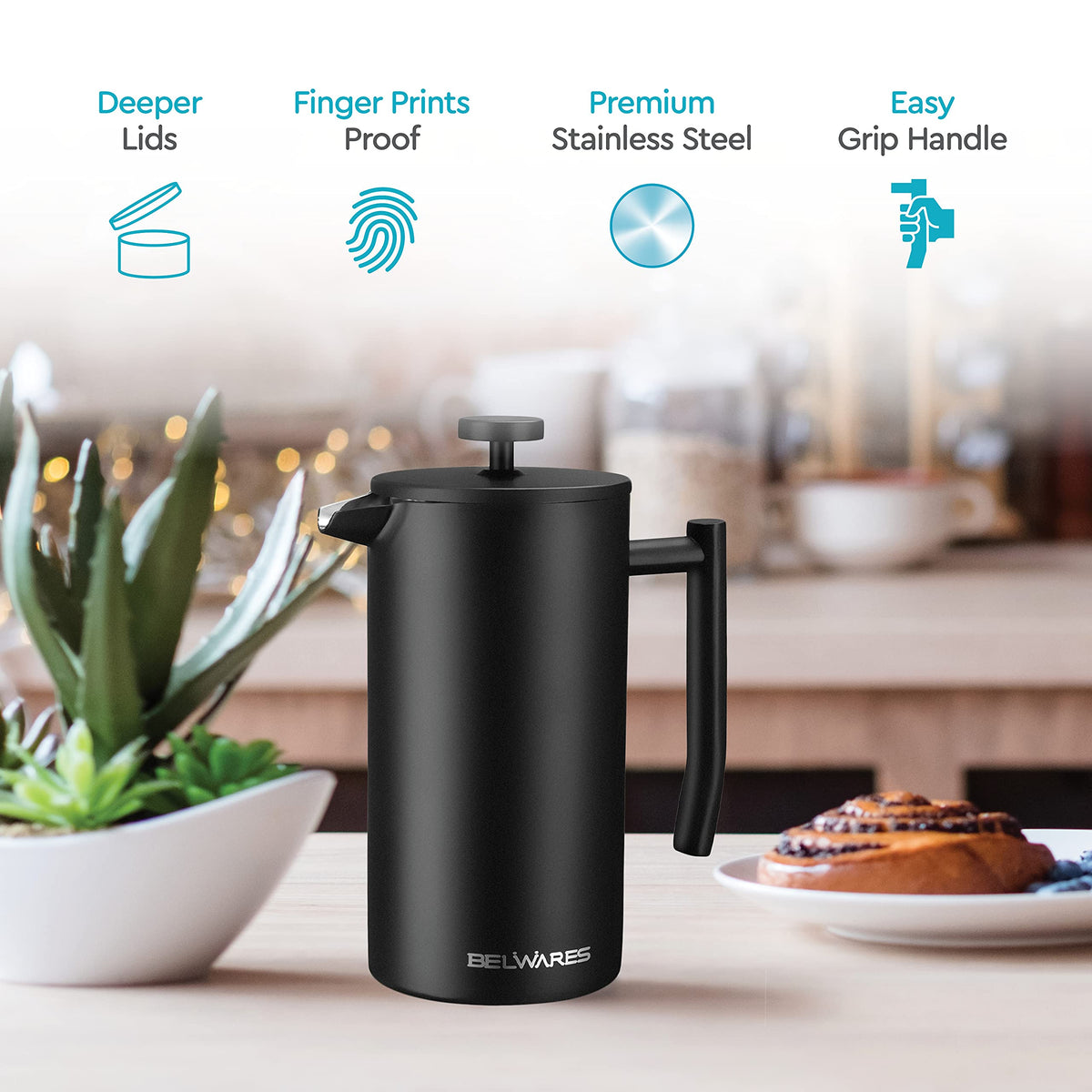 Insulated French Press Coffee Maker 50oz L63394