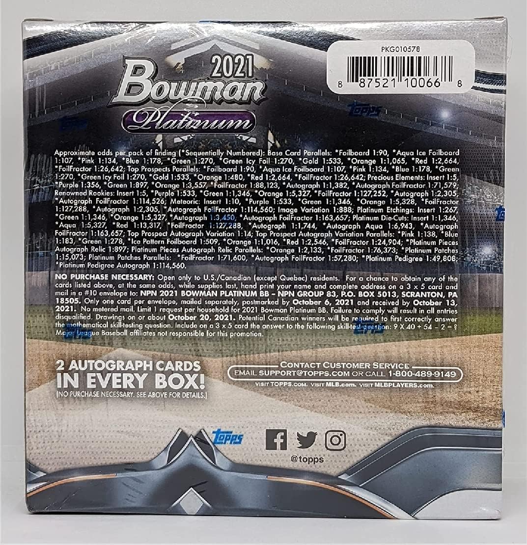 2021 Bowman Platinum MLB Baseball Card Mega Box F4766