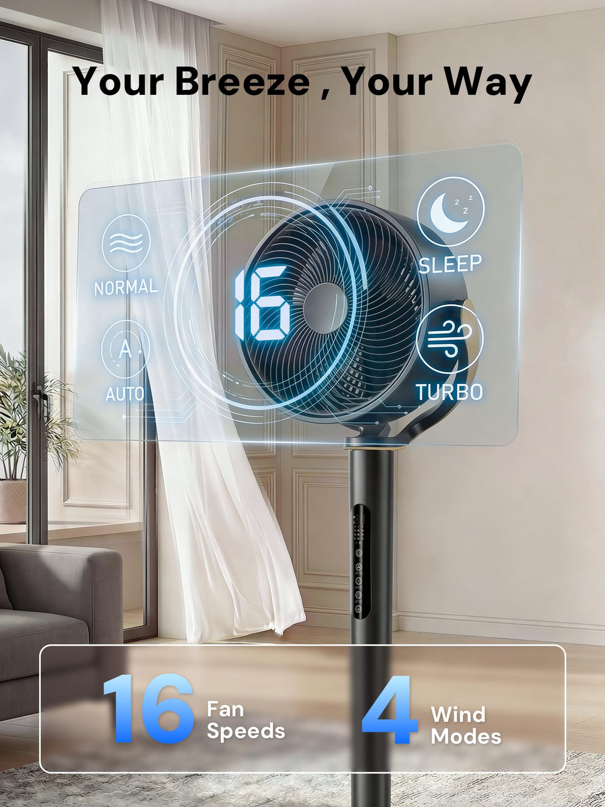 Smart 3D Oscillating Pedestal Fan with Remote A85349