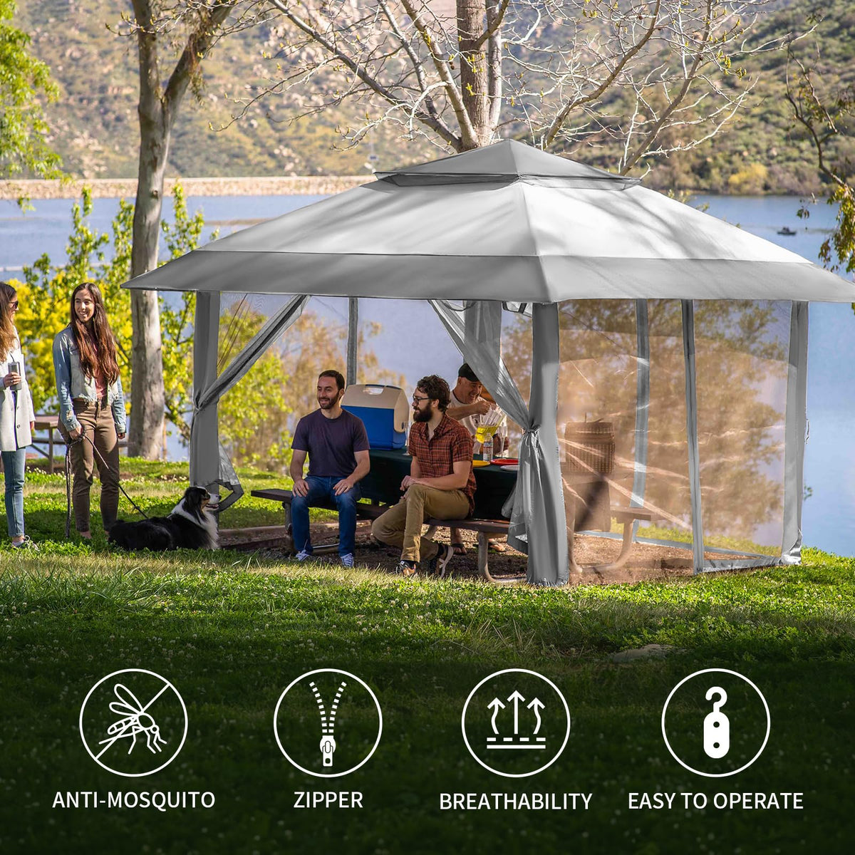 Gazebo Replacement Mosquito Netting 10 x 10ft Grey R989434