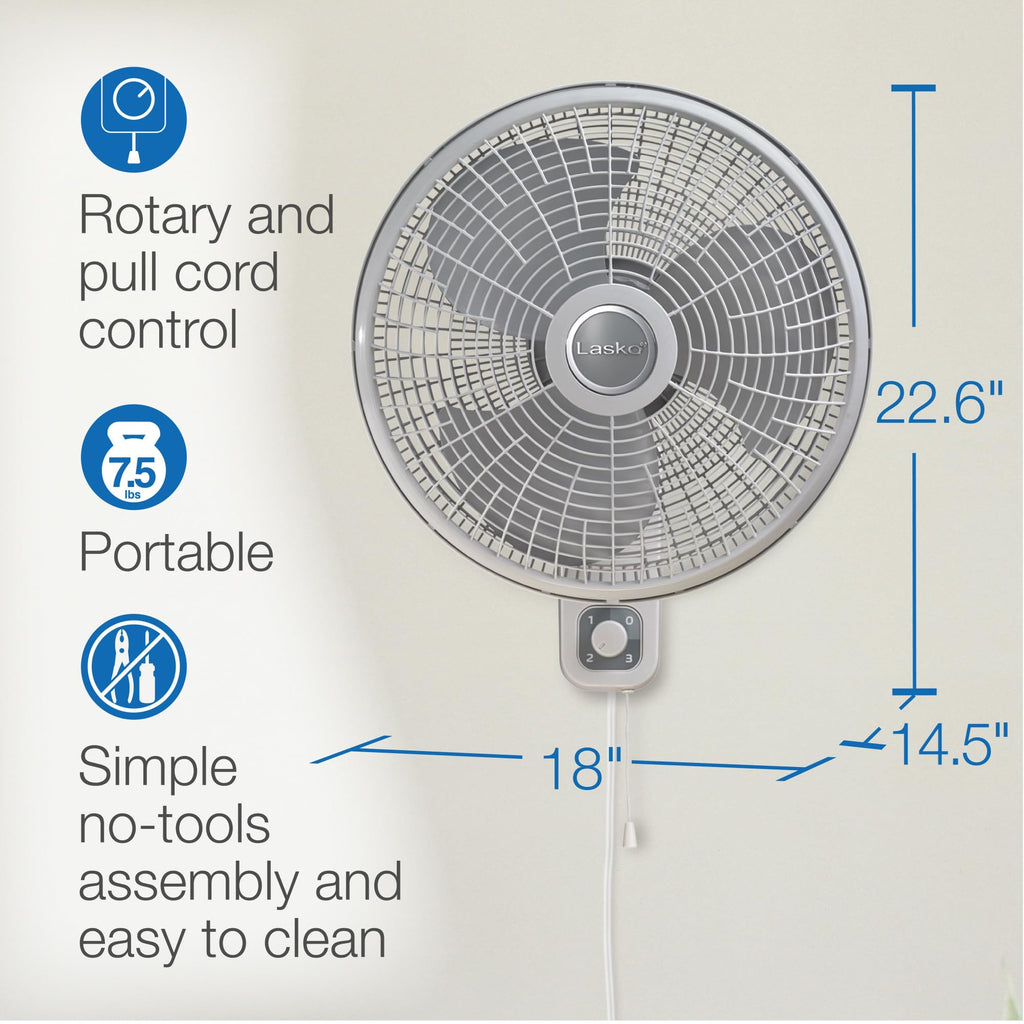 16" 3-Speed Oscillating Wall Mount Fan K3271