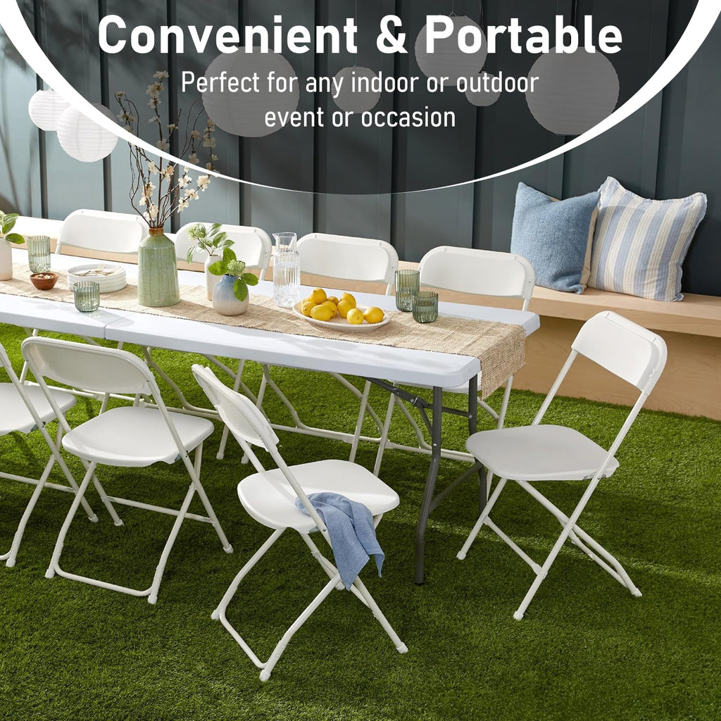 6FT White HDPE Folding Table with Carry Handle X77238
