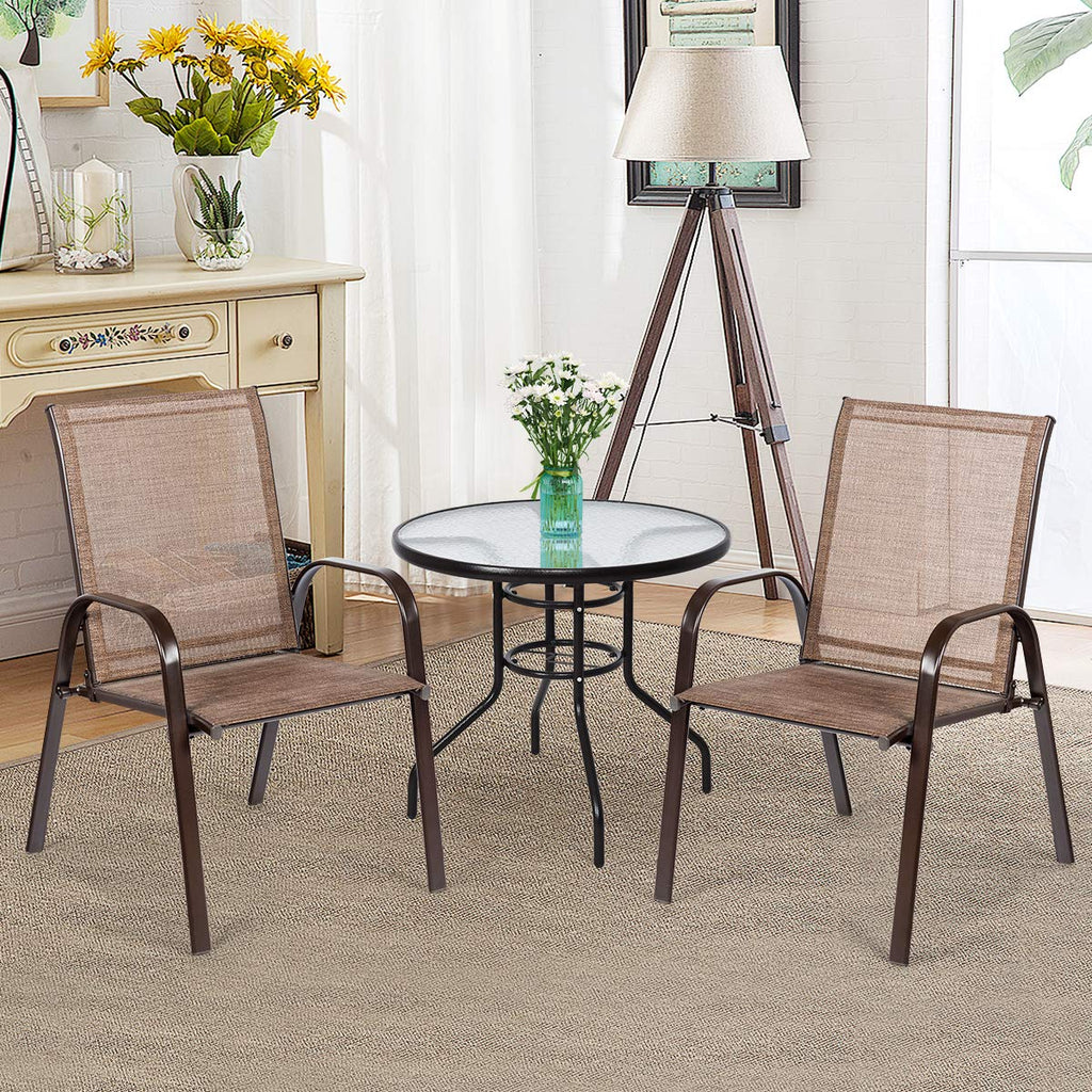 2 Piece Outdoor Patio Chairs with Breathable Fabric T61369