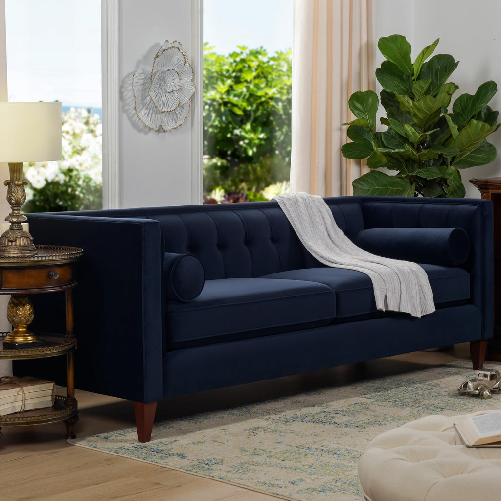 Dark Navy Blue Performance Velvet Tufted Sofa M89936