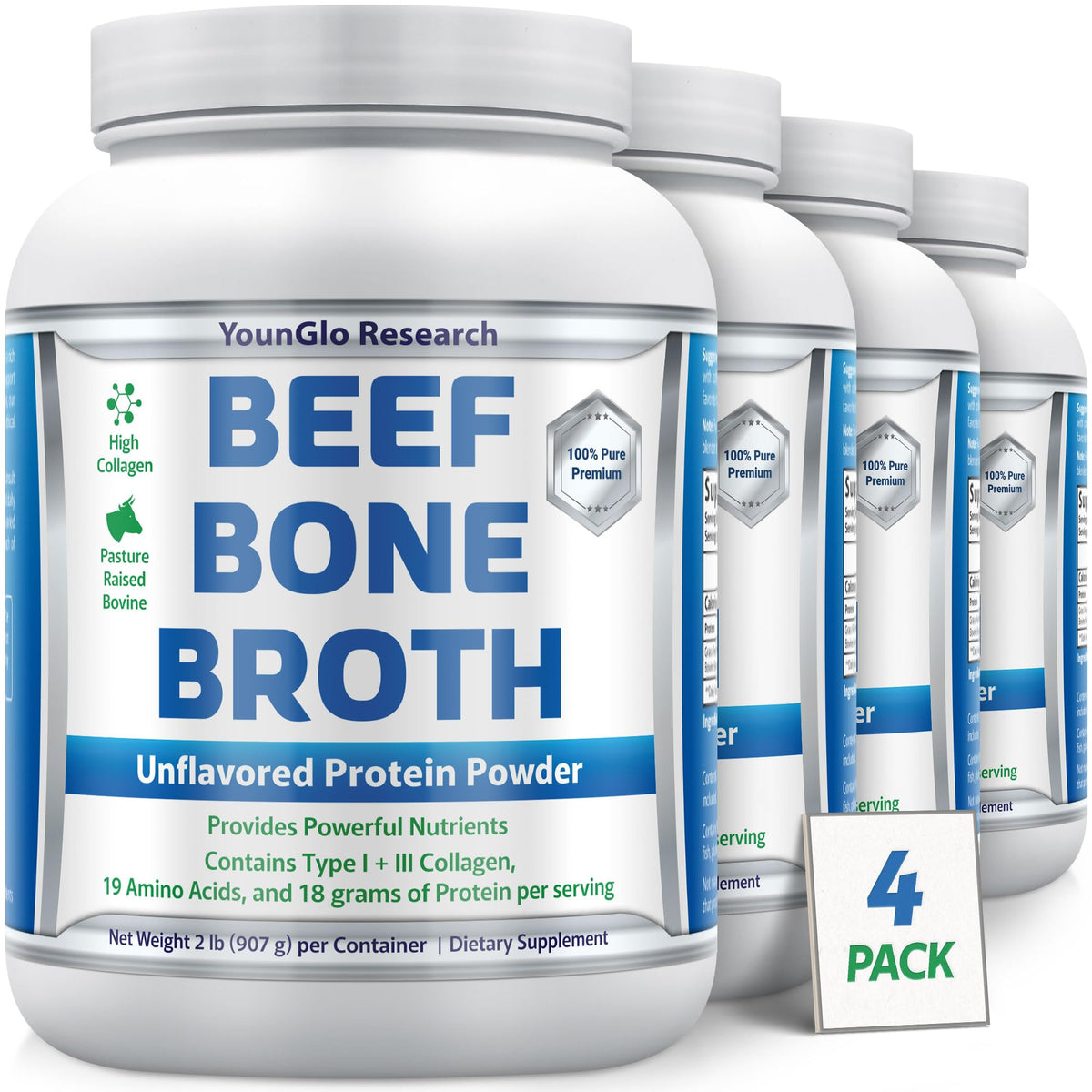 Beef Protein Powder 2 lb 4 PK Unflavored Grass Fed M7999