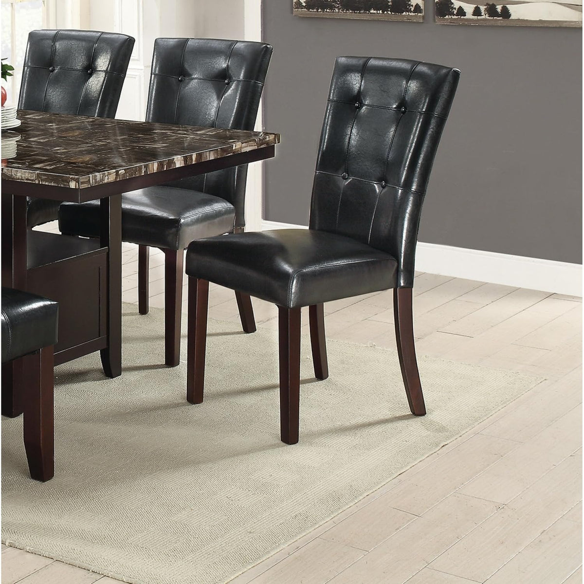 Black Faux Leather Dining Chairs Set of 2 Y2431