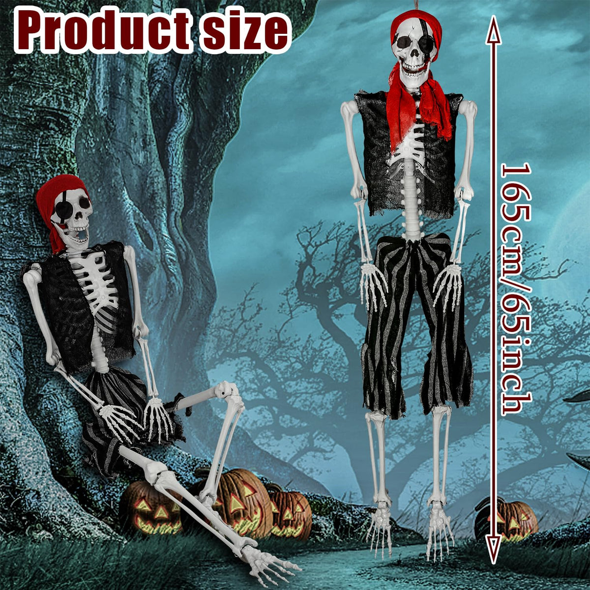 5.4ft Life Size Pirate Skeleton with Movable Joints P709