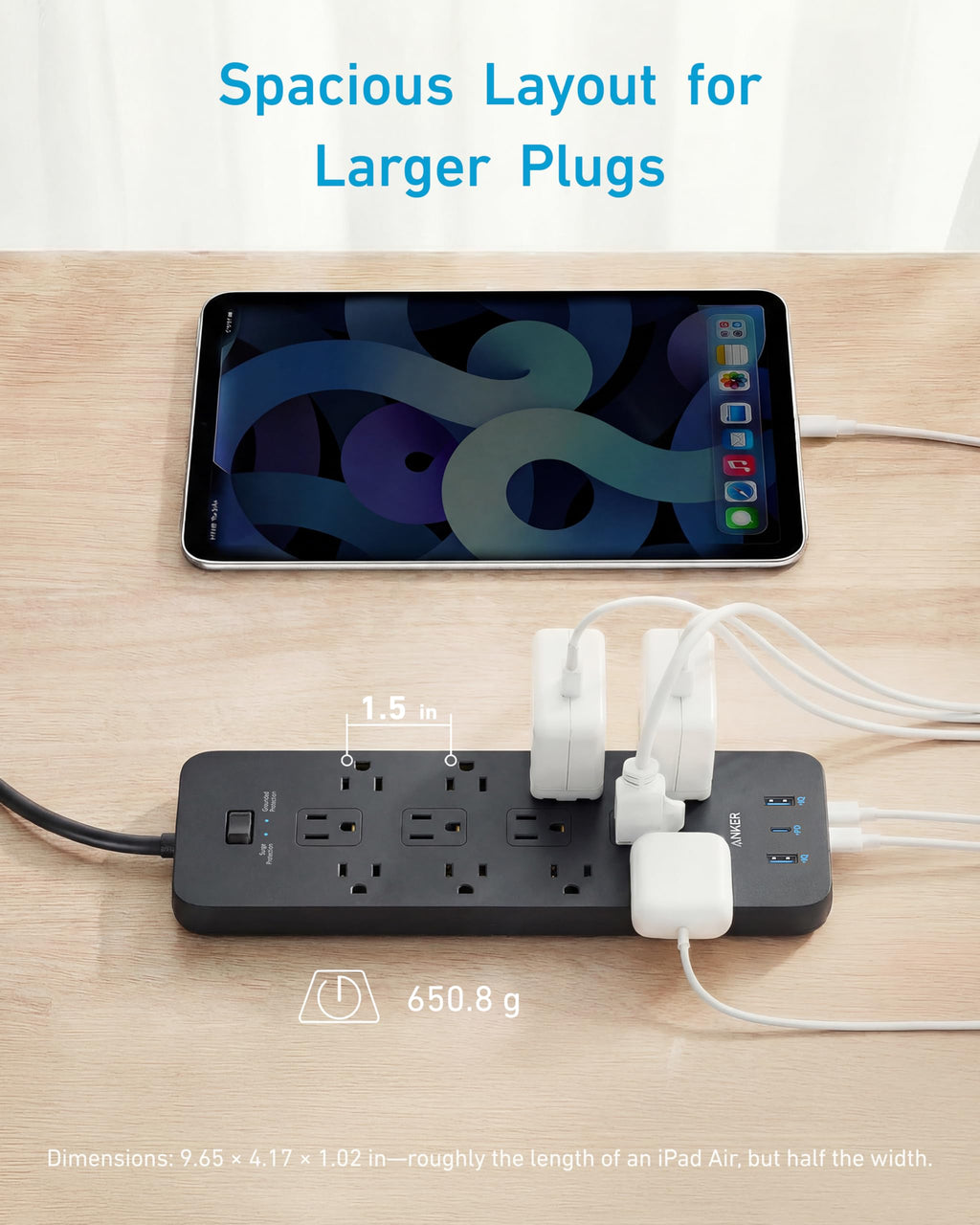 Power Strip with Surge Protector, Outlet Extender, 20W, 12 AC N309