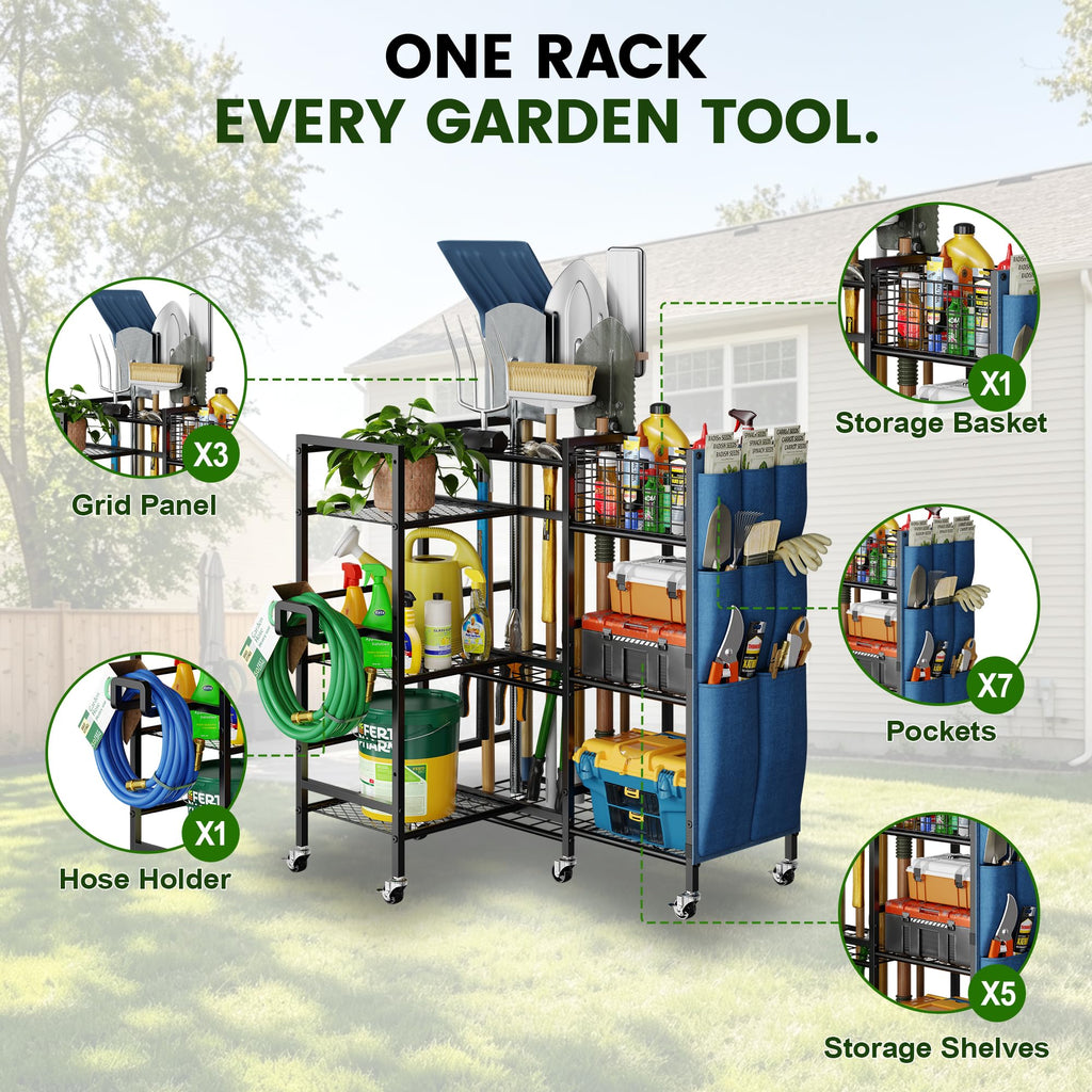 3-Sided Garden Tool Organizer with Wheels E93323