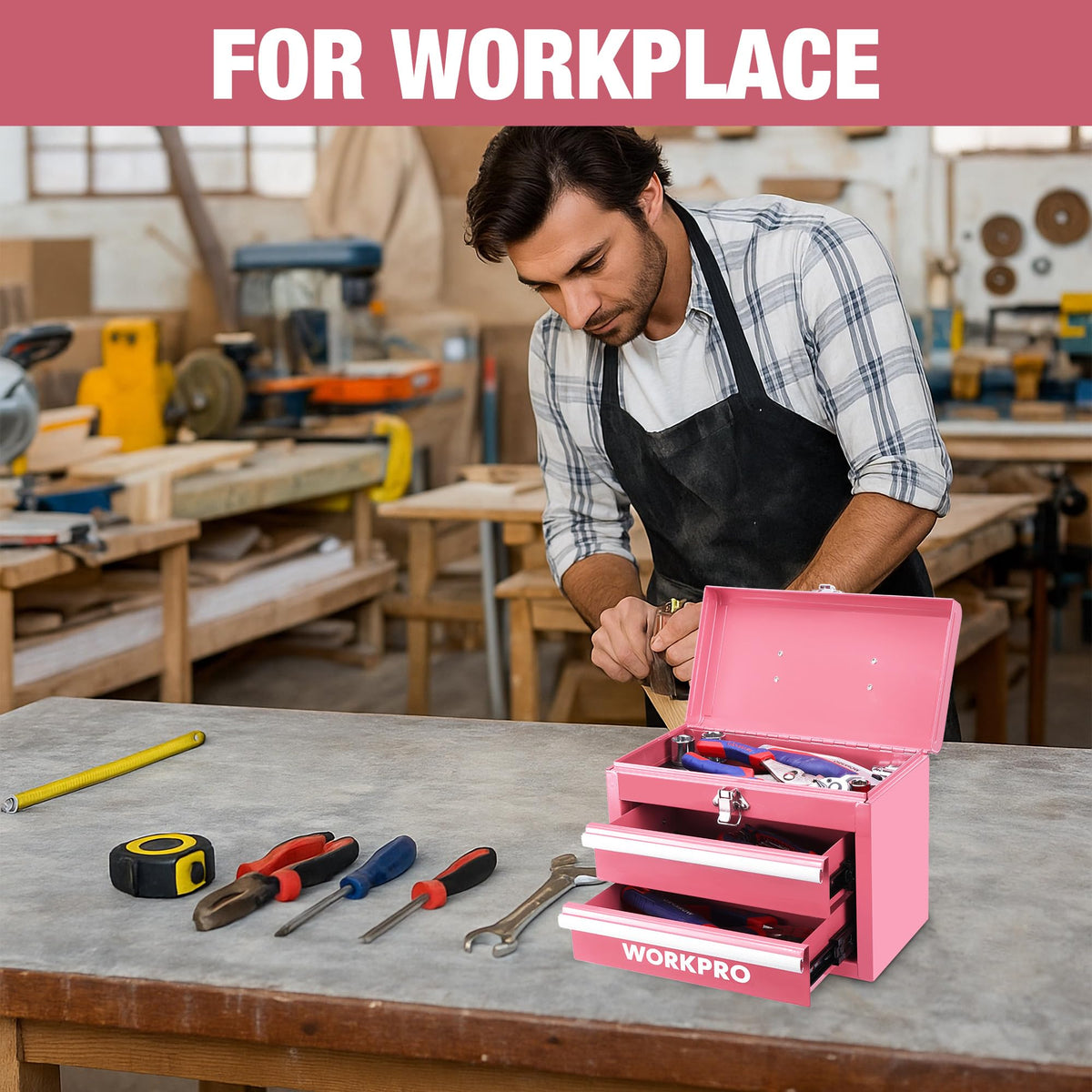 Portable Mini Metal Tool Box with 2 Drawers T6508