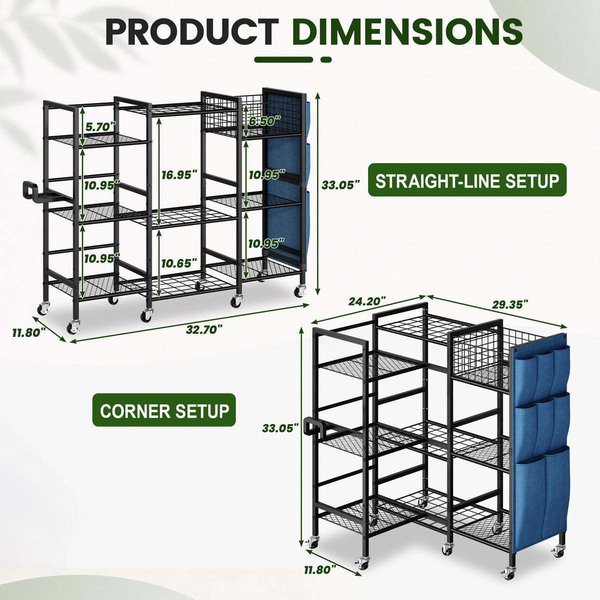 3-Sided Garden Tool Organizer with Wheels E93323
